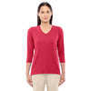 Devon & Jones Women's Red Perfect Fit Bracelet Length V-Neck Top