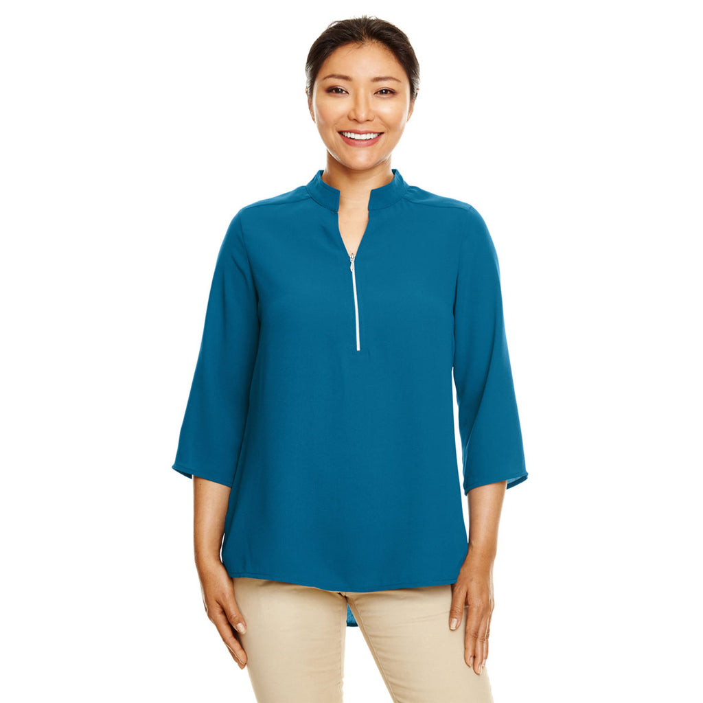 Devon & Jones Women's Dark Teal Perfect Fit Three-Quarter Sleeve Crepe Tunic