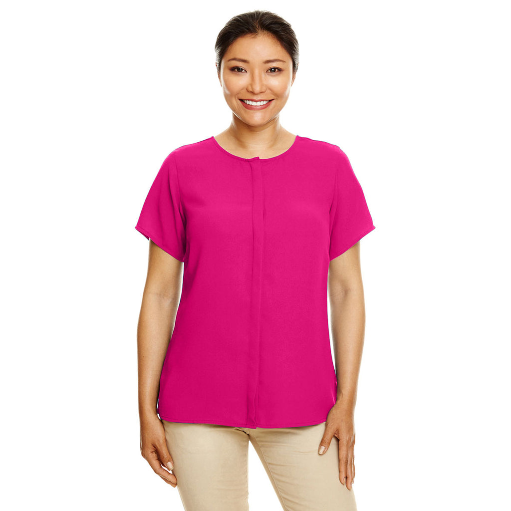 Devon & Jones Women's Crown Raspberry Perfect Fit Short-Sleeve Crepe Blouse