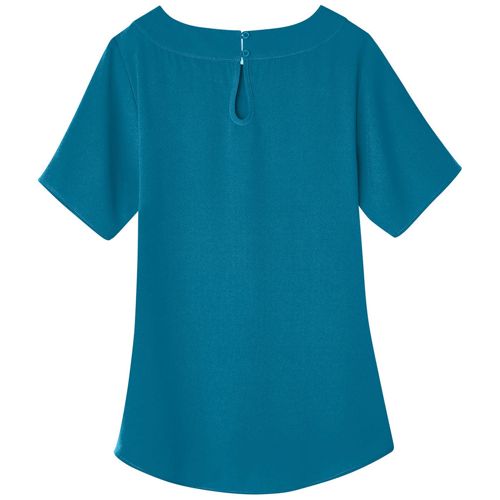 Devon & Jones Women's Dark Teal Perfect Fit Boat-Neck Blouse