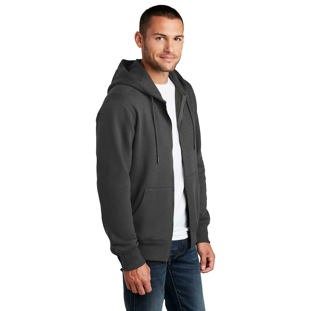 District Men's Charcoal Perfect Weight Fleece Full-Zip Hoodie