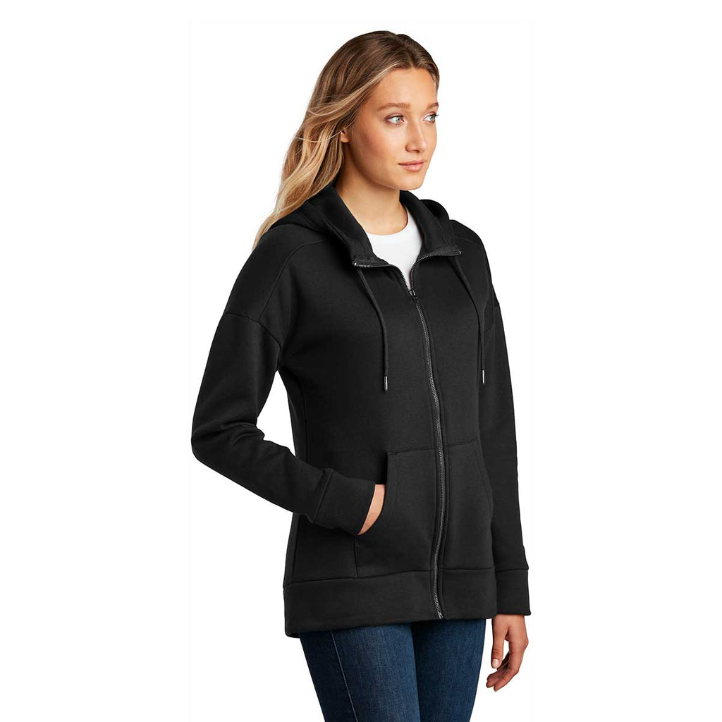 District Women's Jet Black Perfect Weight Fleece Full-Zip Hoodie