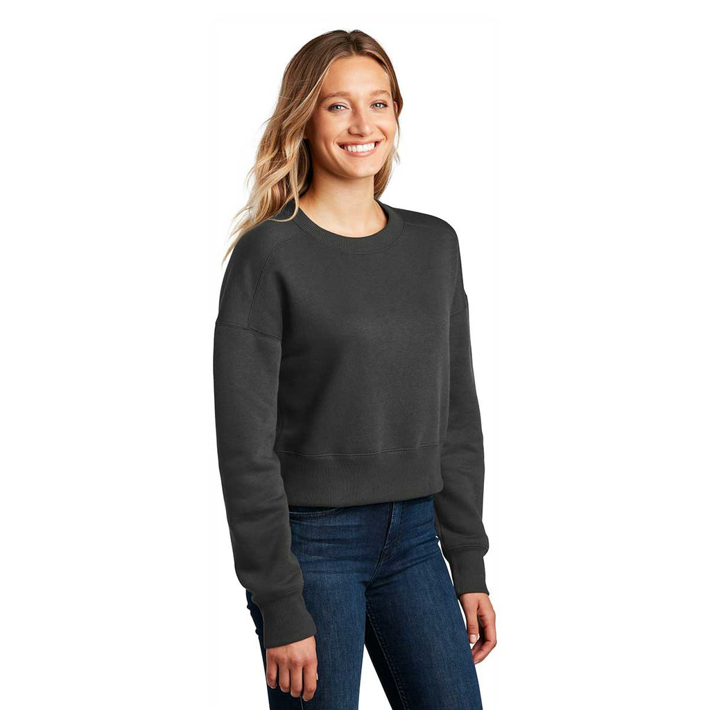 District Women's Charcoal Perfect Weight Fleece Cropped Crew