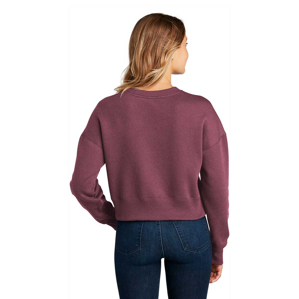 District Women's Heathered Loganberry Perfect Weight Fleece Cropped Crew