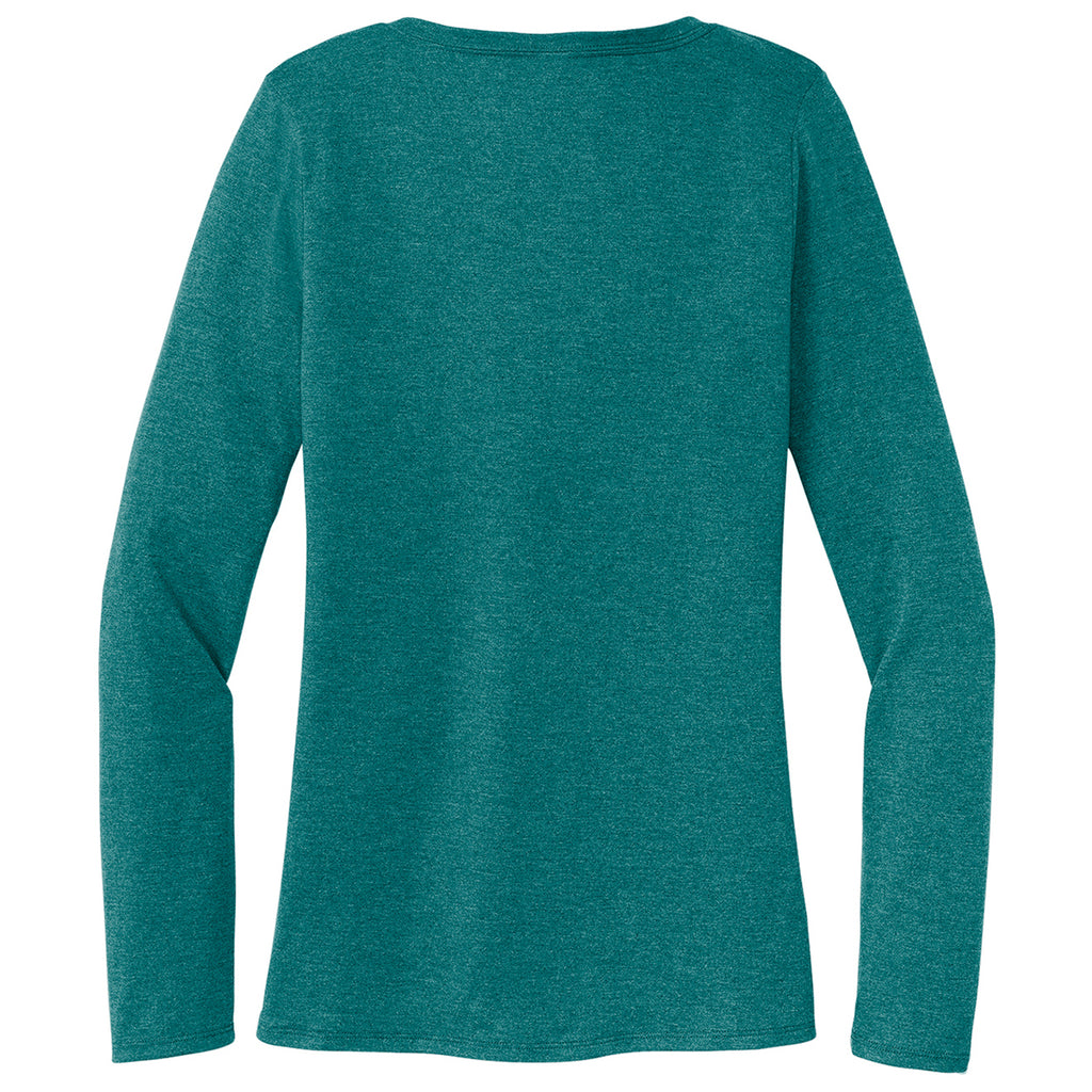 District Women's Heathered Teal Perfect Tri Long Sleeve V-Neck Tee