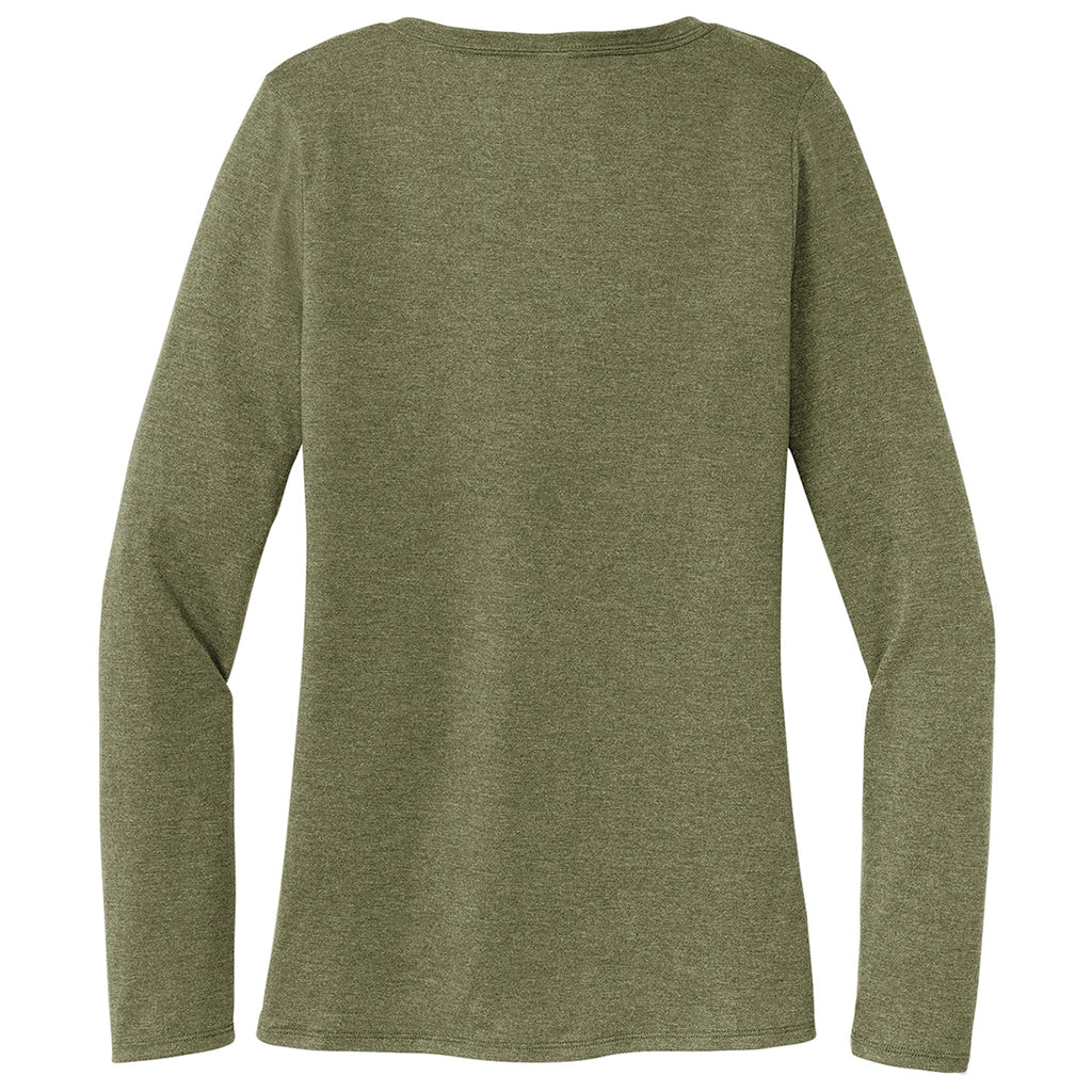 District Women's Military Green Frost Perfect Tri Long Sleeve V-Neck Tee