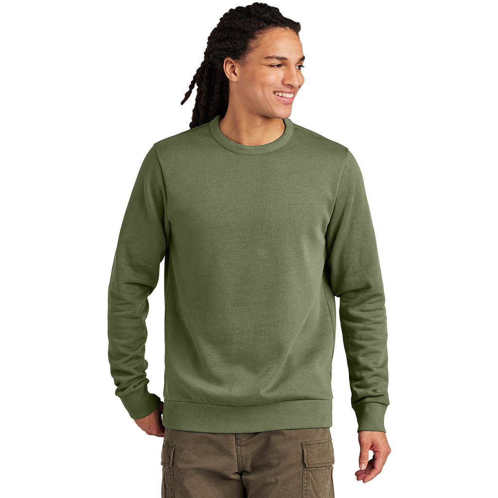 District Men's Olive Drab Green Wash Fleece Crew