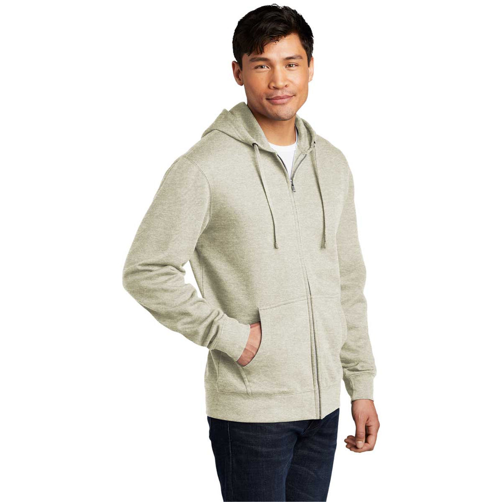 District Men's Oatmeal Heather V.I.T. Fleece Full-Zip Hoodie