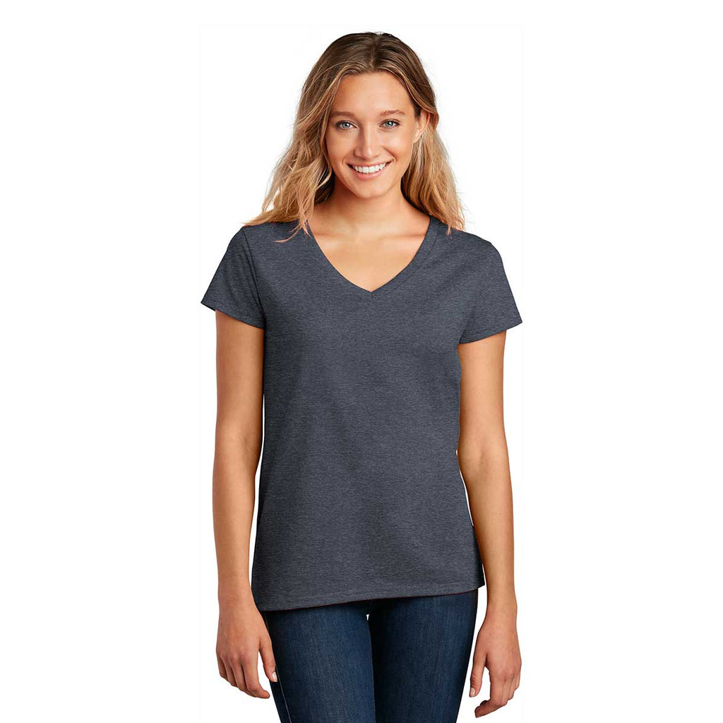 District Women's Heathered Navy Re-Tee V-Neck