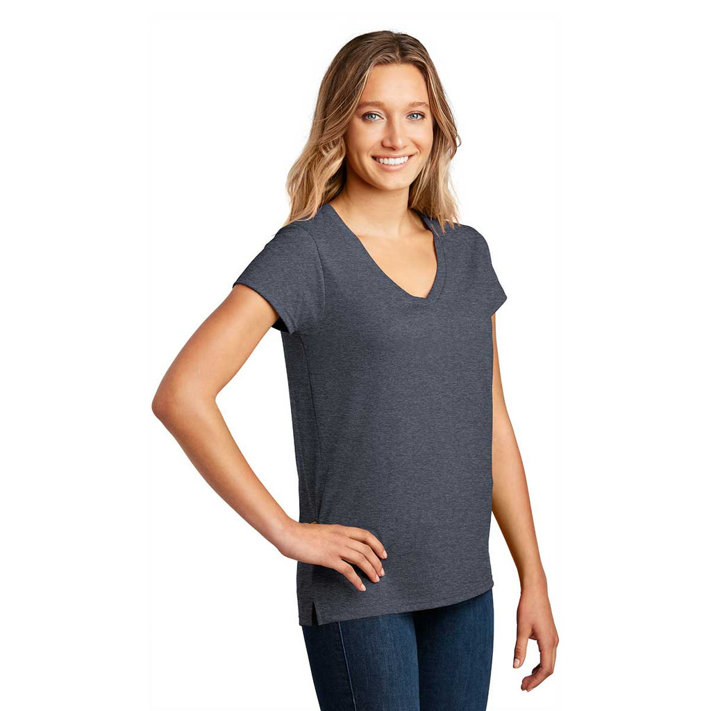 District Women's Heathered Navy Re-Tee V-Neck