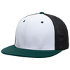 Pacific Headwear White/Black/Dark Green Premium M2 Performance Trucker FlexFit Cap