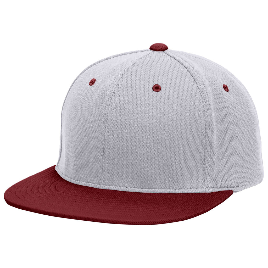 Pacific Headwear Silver/Maroon Premium P-Tec FlexFit Cap