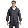 Hanes Men's Charcoal Heather 9.7 oz. Ultimate Cotton 90/10 Full-Zip Hood