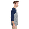 Gildan Unisex Sport Grey/Navy 5.3 oz. 3/4-Raglan Sleeve T-Shirt