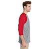 Gildan Unisex Sport Grey/Red 5.3 oz. 3/4-Raglan Sleeve T-Shirt