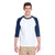 Gildan Unisex White/Navy 5.3 oz. 3/4-Raglan Sleeve T-Shirt