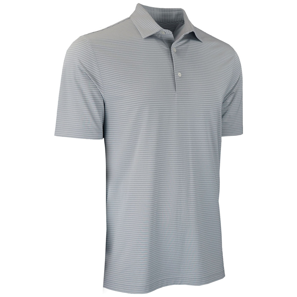 Greg Norman Men's Shark Grey Freedom Micro Pique Stripe