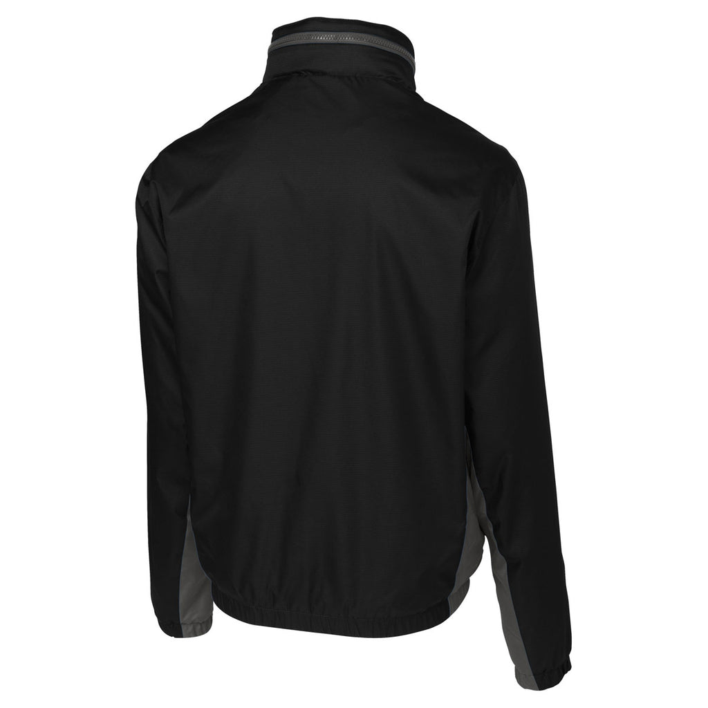 Port Authority Men's Black/Battleship Grey Core Colorblock Wind Jacket