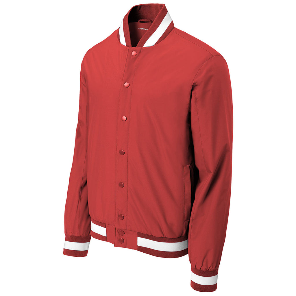 Sport-Tek Men's Deep Red Insulated Varsity Jacket