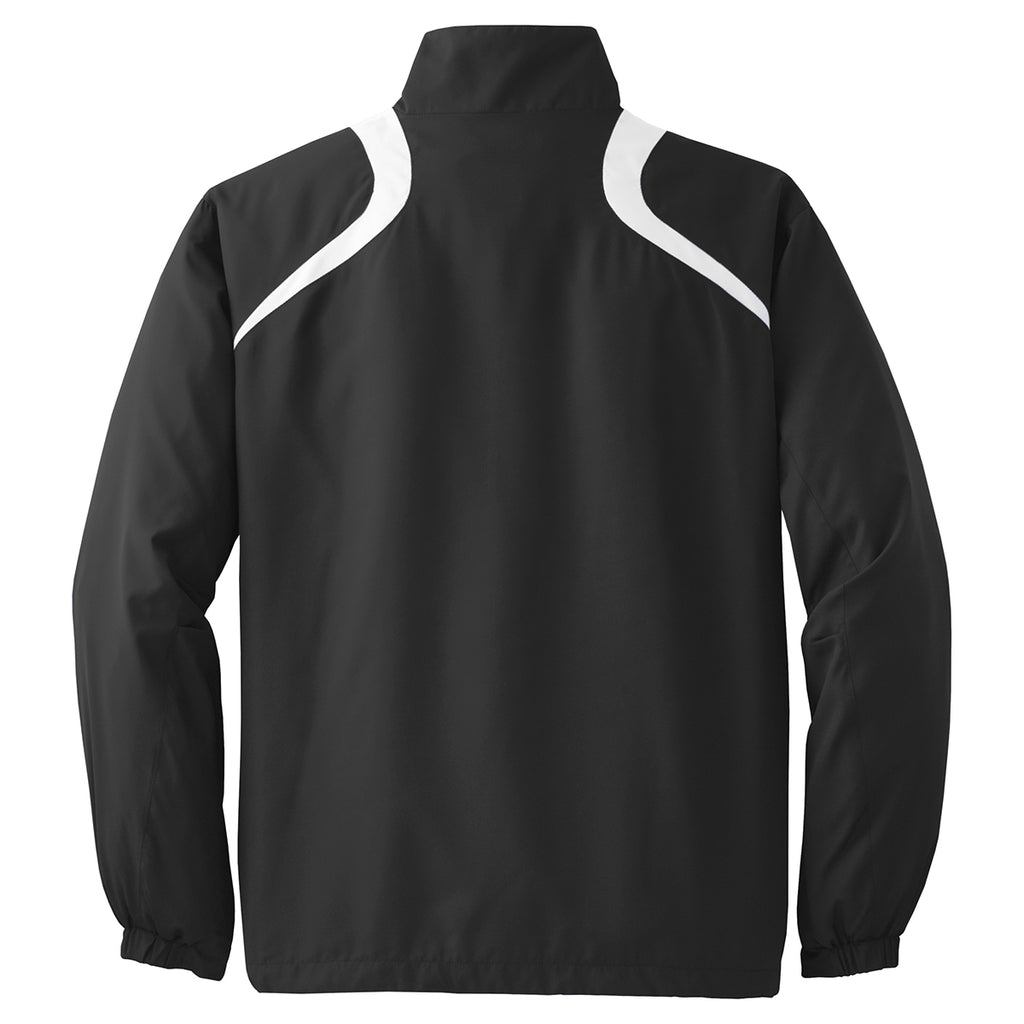 Sport-Tek Men's Black/White 1/2-Zip Wind Shirt