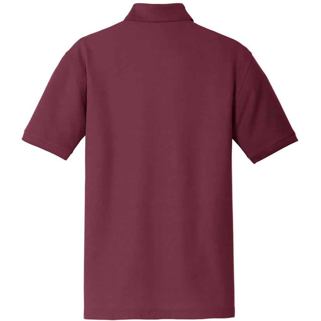 Port Authority Men's Burgundy Core Classic Pique Pocket Polo