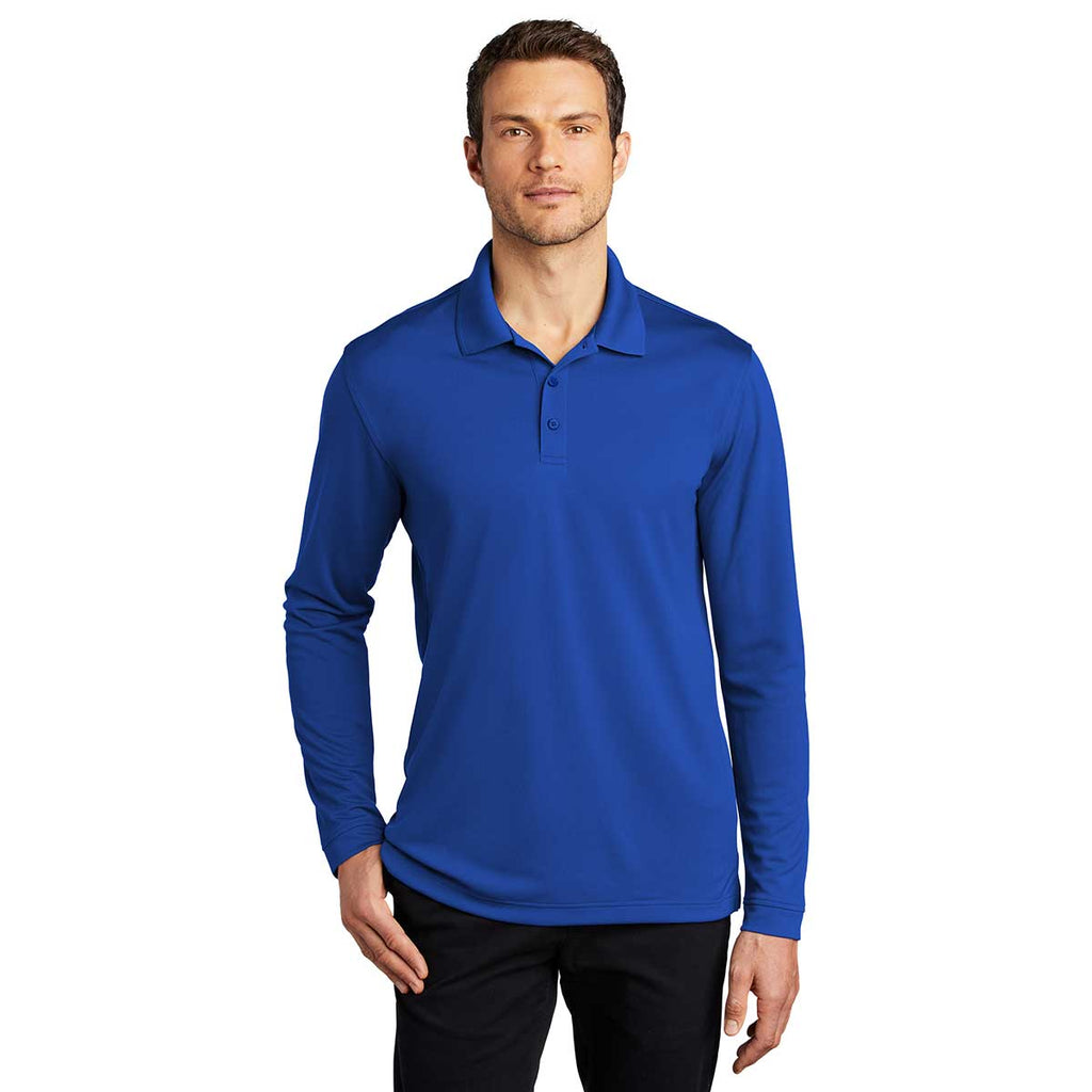 Port Authority Men's True Royal Dry Zone UV Micro-Mesh Long Sleeve Polo