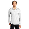 Port Authority Men's White Dry Zone UV Micro-Mesh Long Sleeve Polo