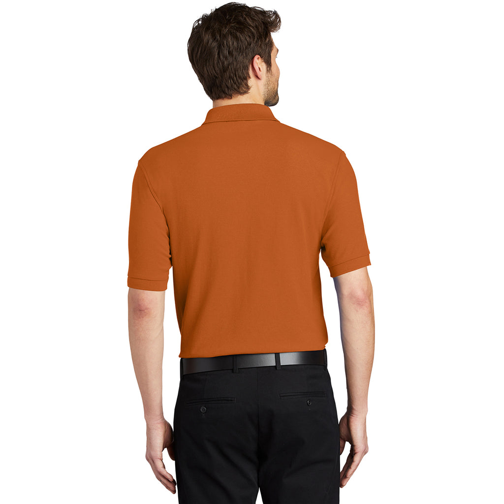 Port Authority Men's Texas Orange Silk Touch Polo