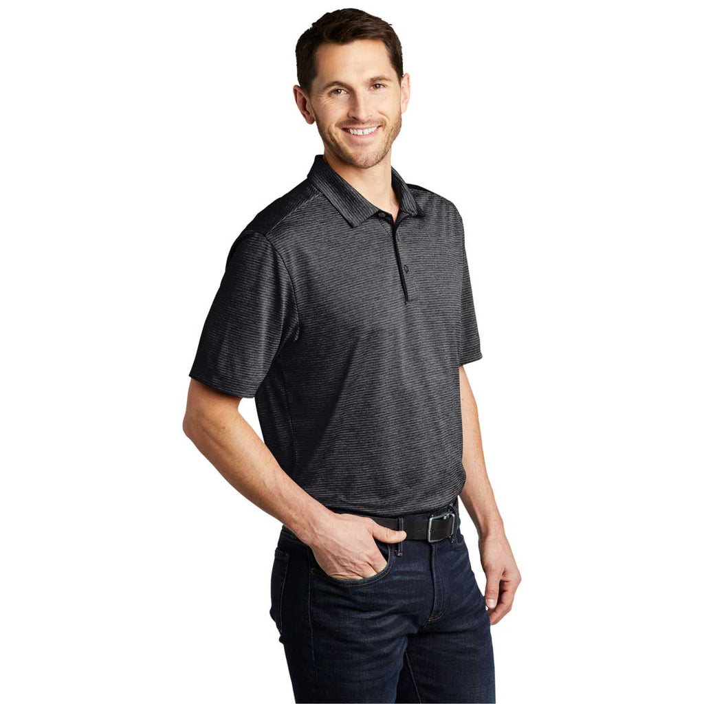 Port Authority Men's Deep Black Shadow Stripe Polo