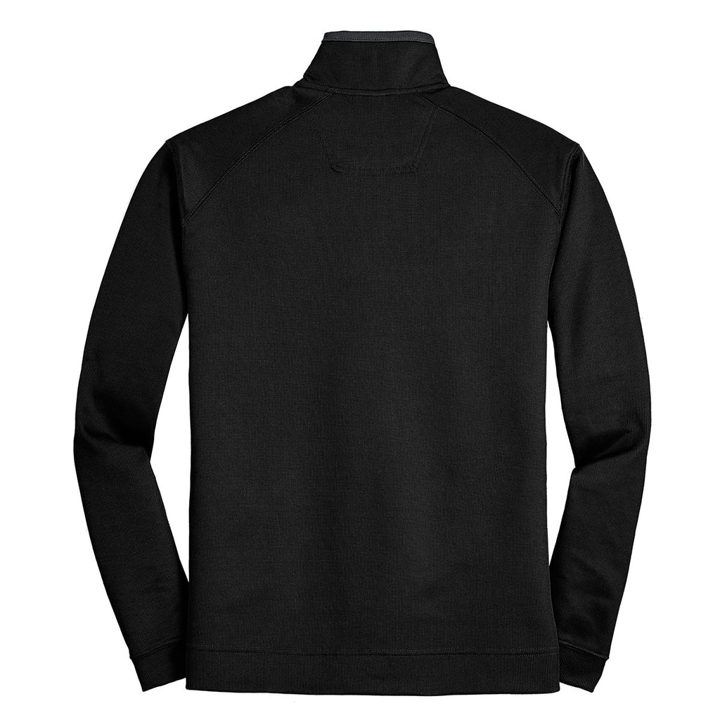 Port Authority Men's Black/Iron Grey Vertical Texture 1/4-Zip Pullover