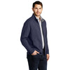 Port Authority Men's Estate Blue Heather/Charcoal Heather Interlock Full-Zip