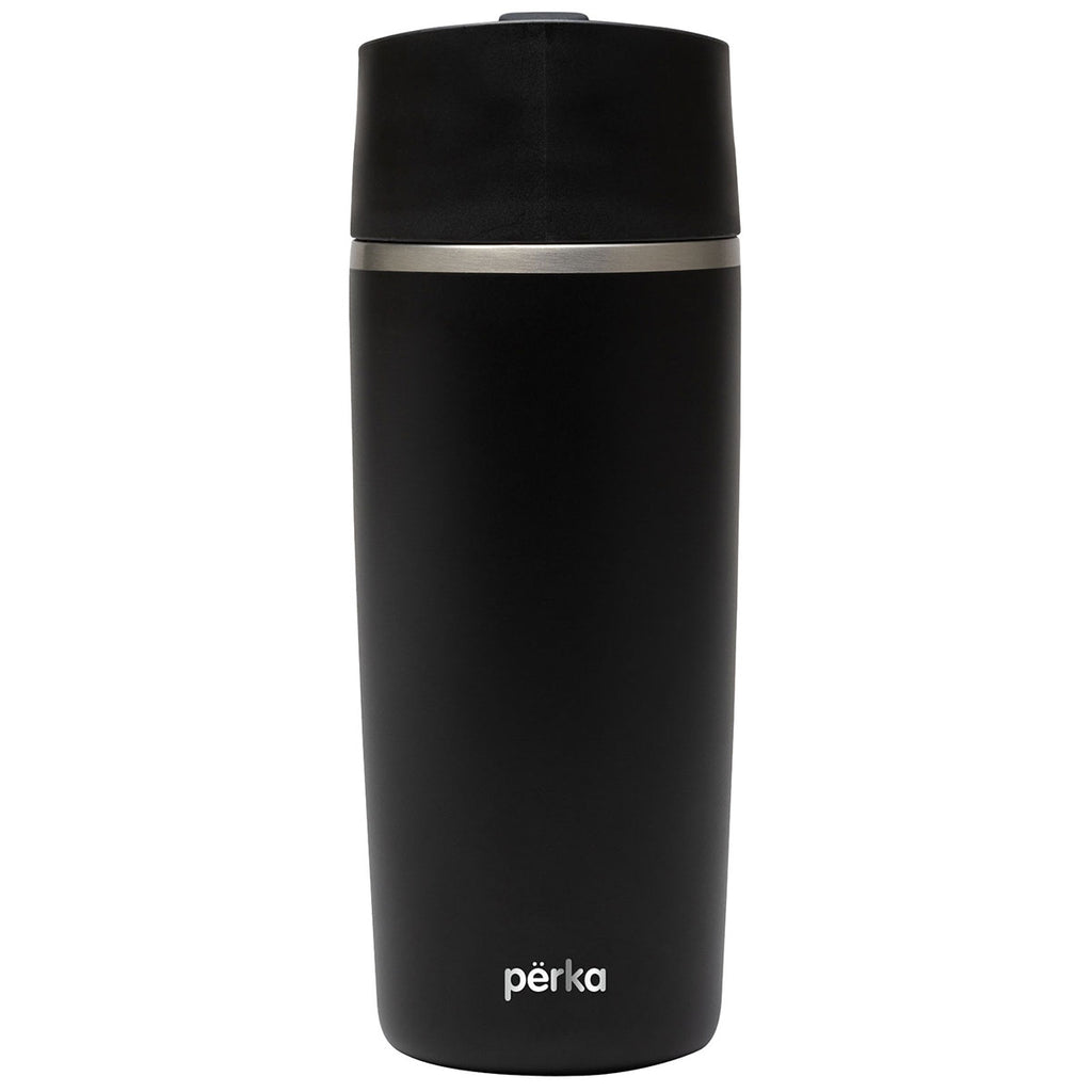 Perka Black Macchiato 12 oz. Double Wall Coffee/Tea Press Mug