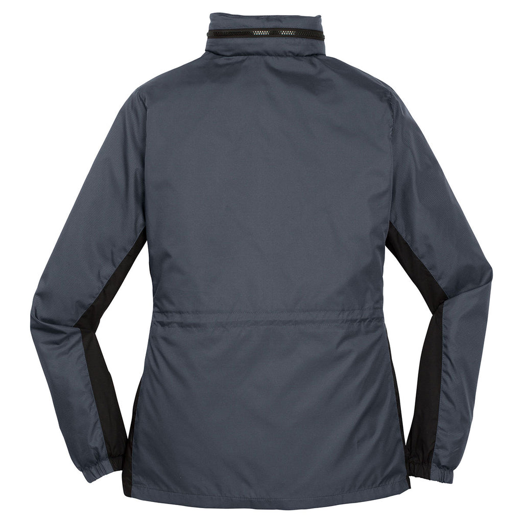 Port Authority Women's Battleship Grey/Black Core Colorblock Wind Jacket