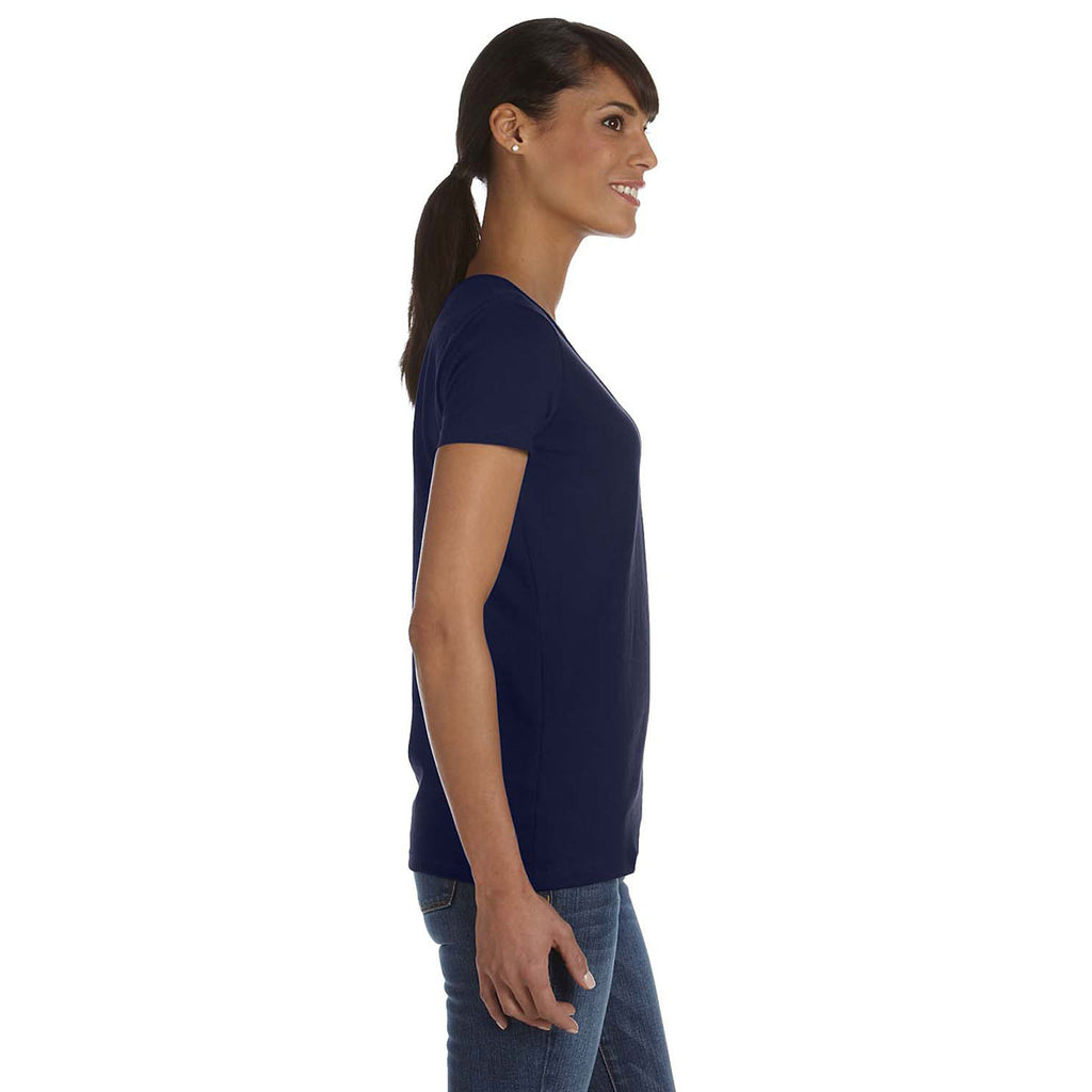 Fruit of the Loom Women's J Navy 5 oz. HD Cotton V-Neck T-Shirt