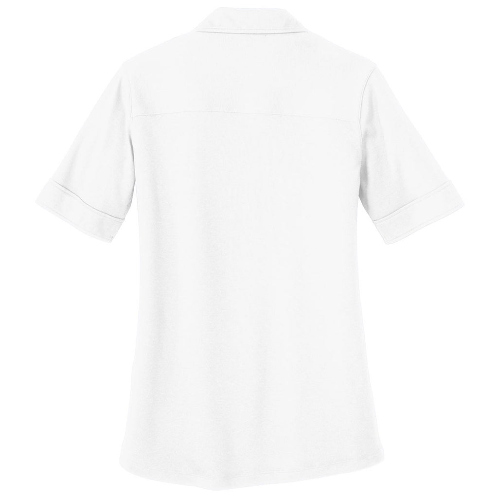 Port Authority Women's White Silk Touch Interlock Performance Polo