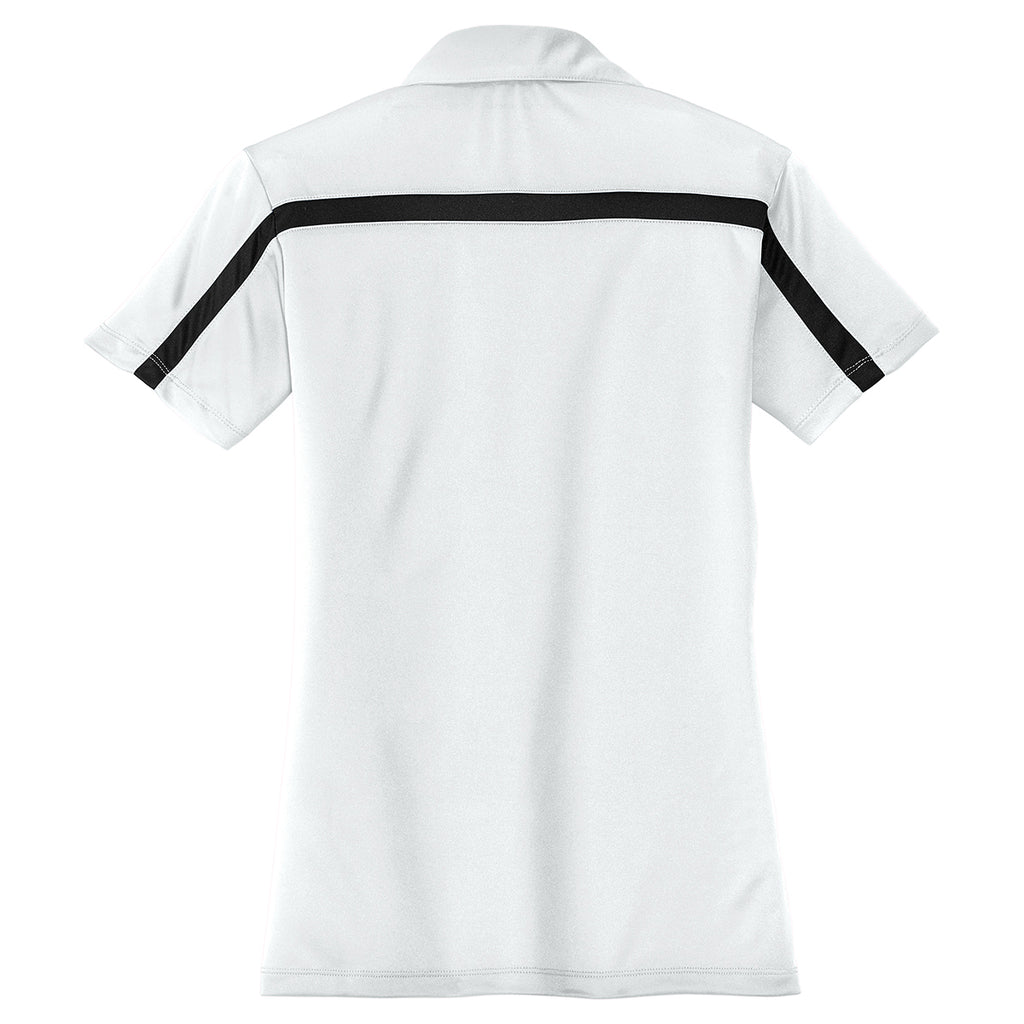 Port Authority Women's White/Black Silk Touch Performance Colorblock Stripe Polo