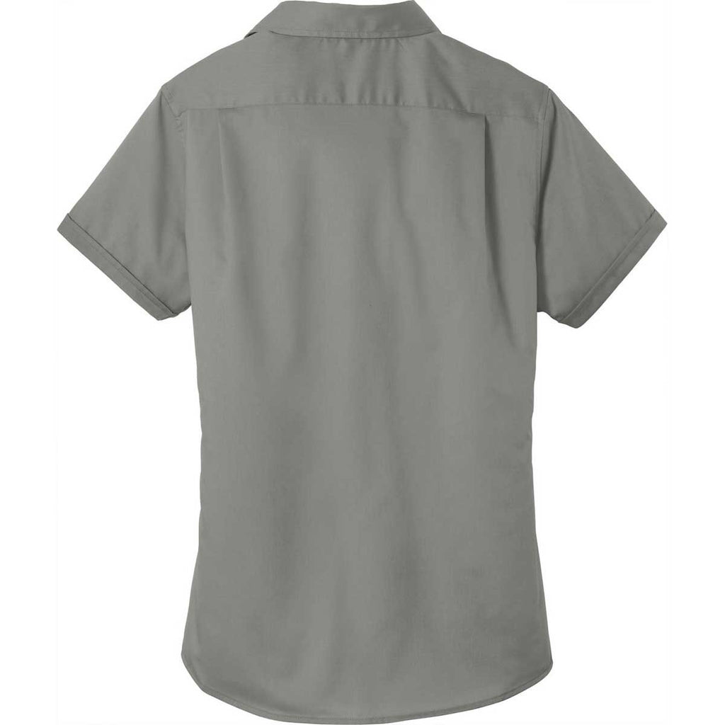 Port Authority Women's Monument Grey Short Sleeve SuperPro Twill Shirt