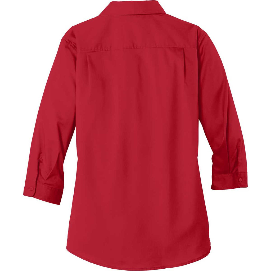 Port Authority Women's Rich Red 3/4-Sleeve SuperPro Twill Shirt