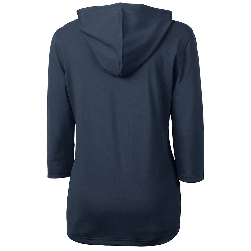 Cutter & Buck Women's Navy Blue Virtue Eco Pique Recycled Half Zip Pullover Hoodie