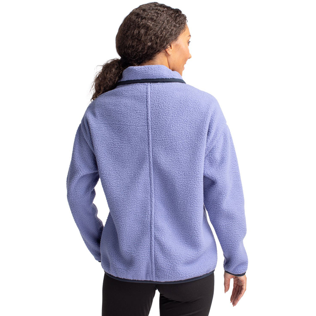 Cutter & Buck Women's Hyacinth/Navy Blue Cascade Eco Sherpa Fleece Jacket