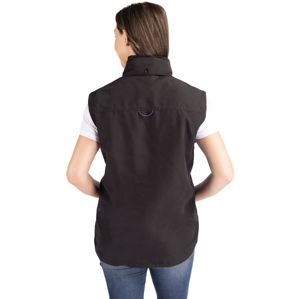 Cutter & Buck Women's Black Charter Eco Recycled Full Zip Vest