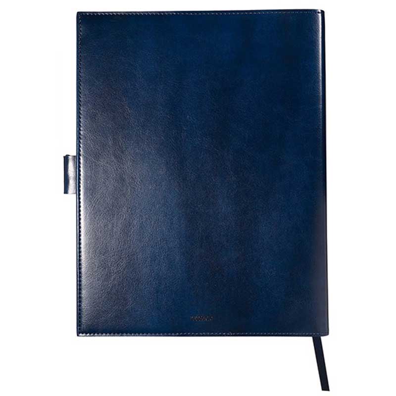 Leeman Navy Blue Venezia Large Refillable Journal (7" x 9")