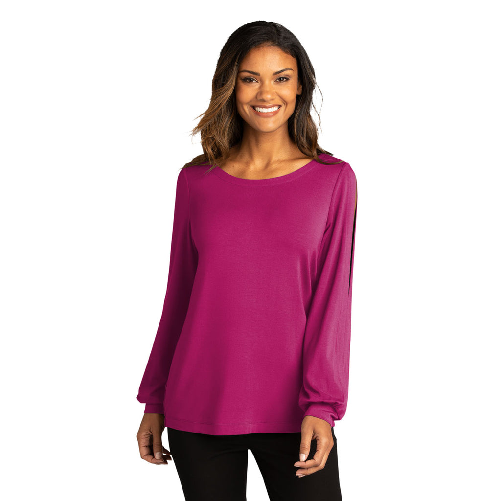 Port Authority Women's Wild Berry Luxe Knit Jewel Neck Top