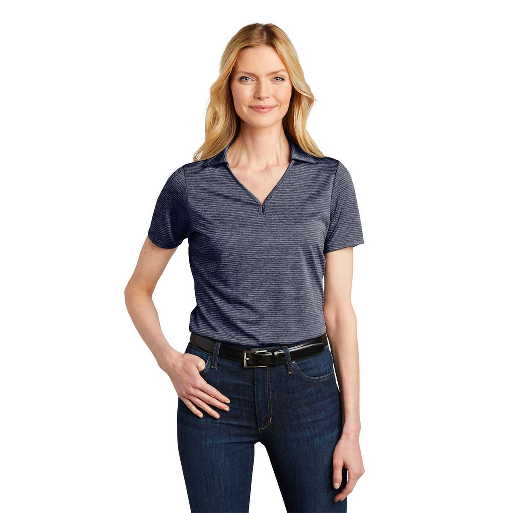 Port Authority Women's River Blue Navy Shadow Stripe Polo