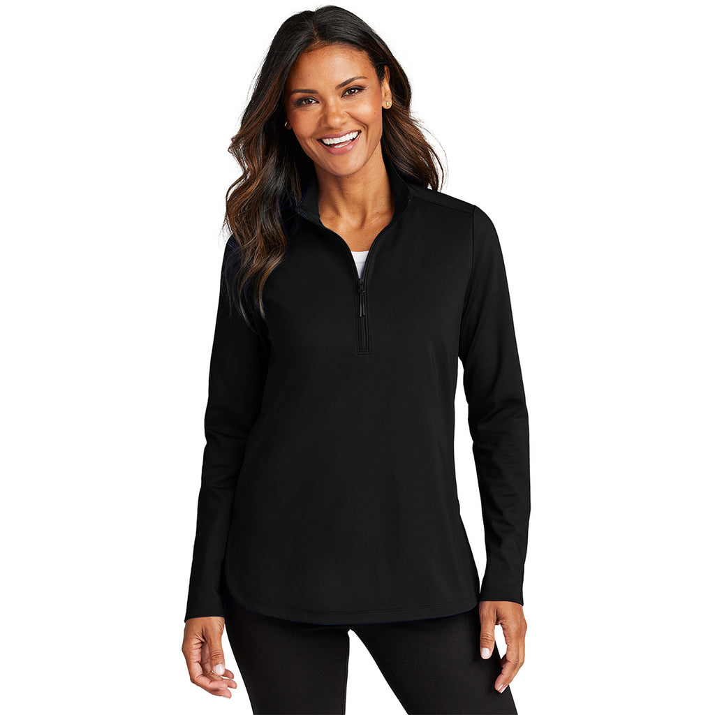 Port Authority Women's Deep Black C-FREE Double Knit 1/4-Zip