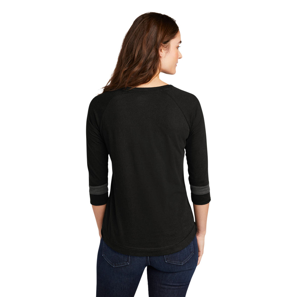 New Era Women's Black Solid/ Graphite Tri-Blend 3/4-Sleeve Tee