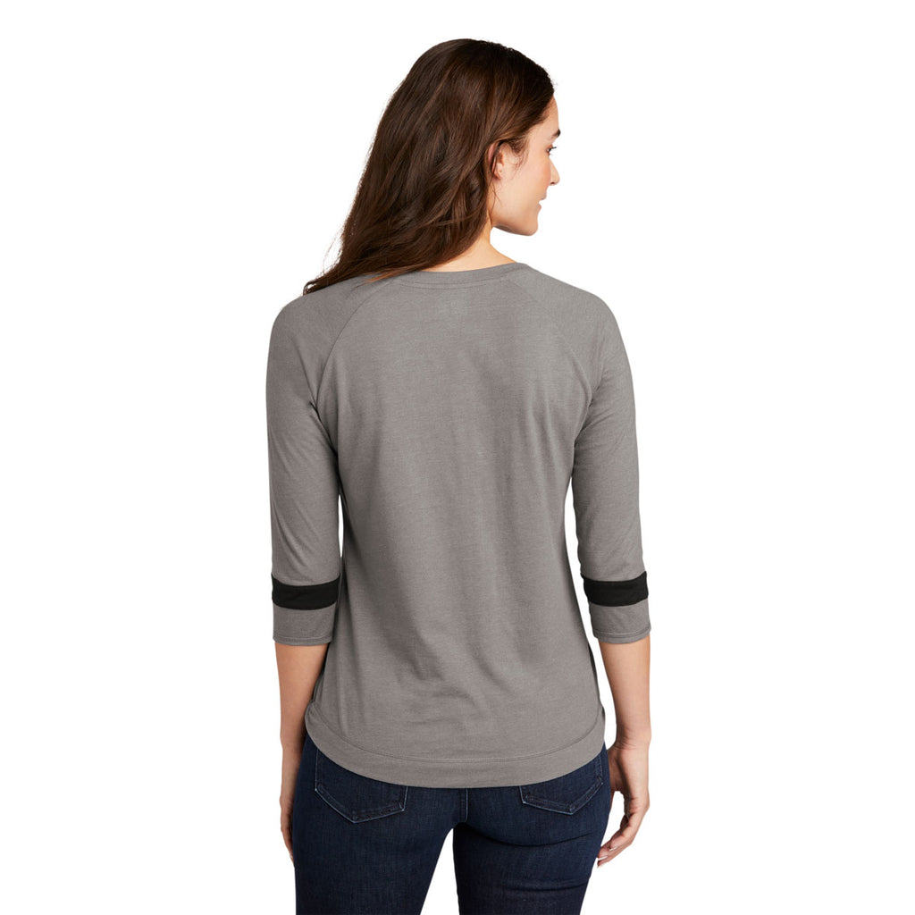 New Era Women's Shadow Grey/ Black Solid Tri-Blend 3/4-Sleeve Tee