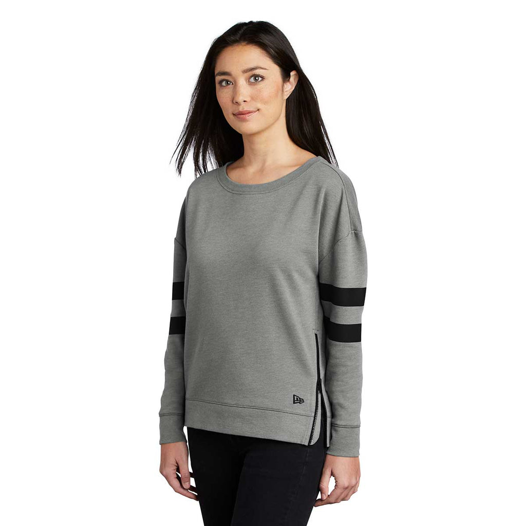 New Era Women's Shadow Grey Heather Tri-Blend Fleece Varsity Crew