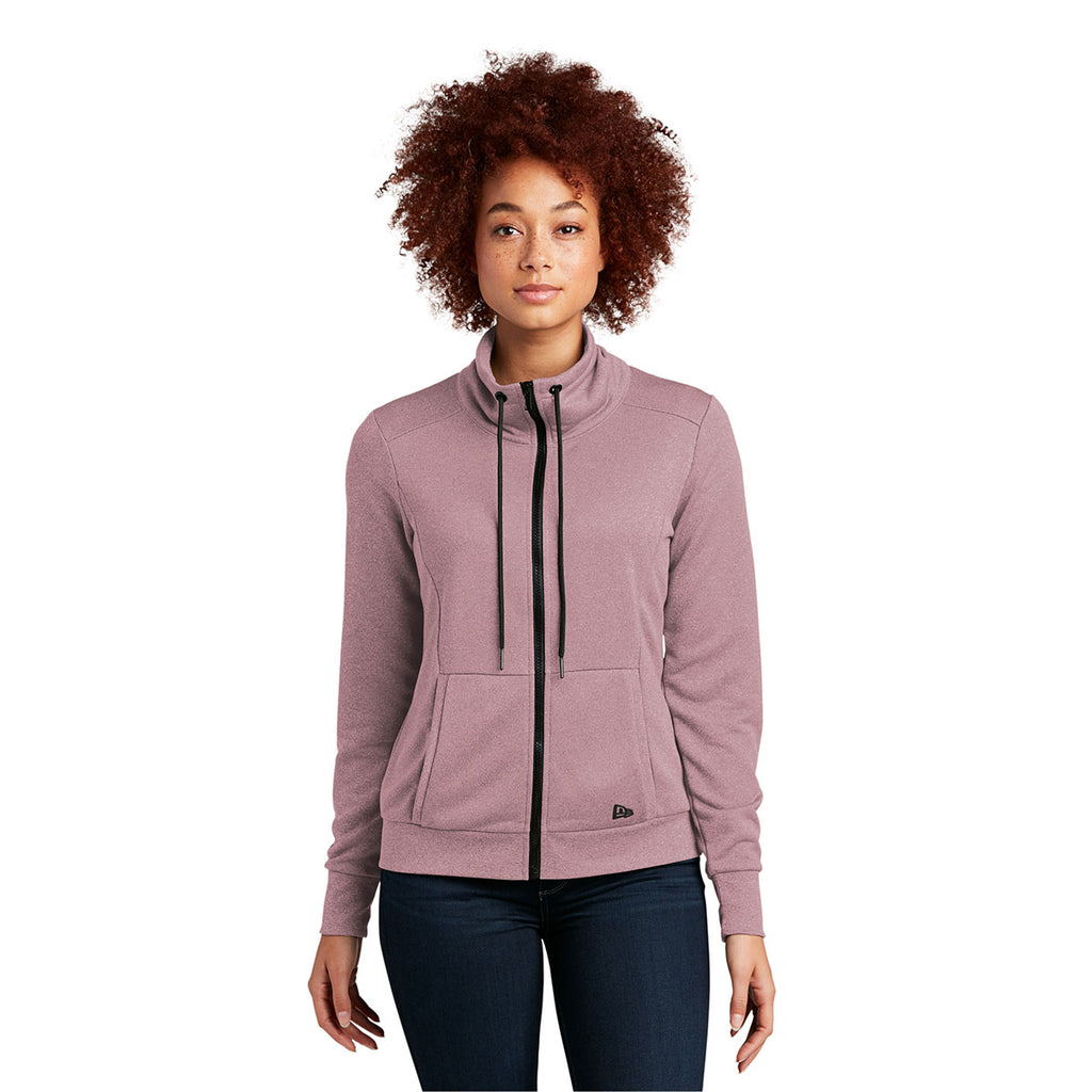 New Era Women's Dusty Mauve Heather Performance Terry Full-Zip Cowl