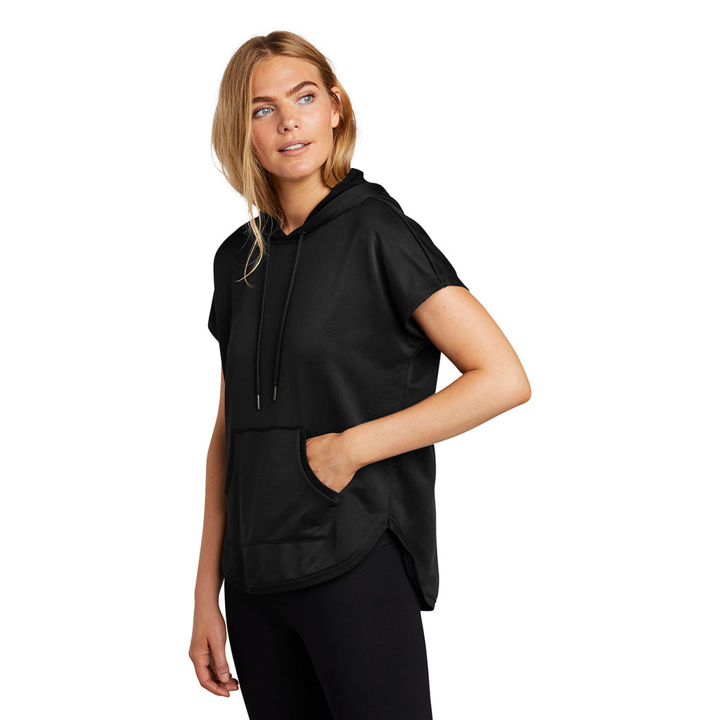 New Era Women's Black Performance Terry Short Sleeve Hoodie